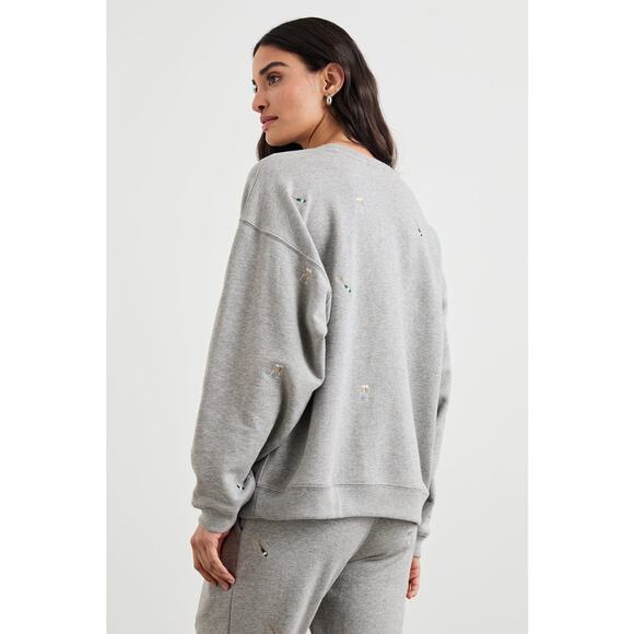 Rails Champagne Embroidery Long Sleeve Varsity Sweatshirt Gray Women's Small - Picture 2 of 14